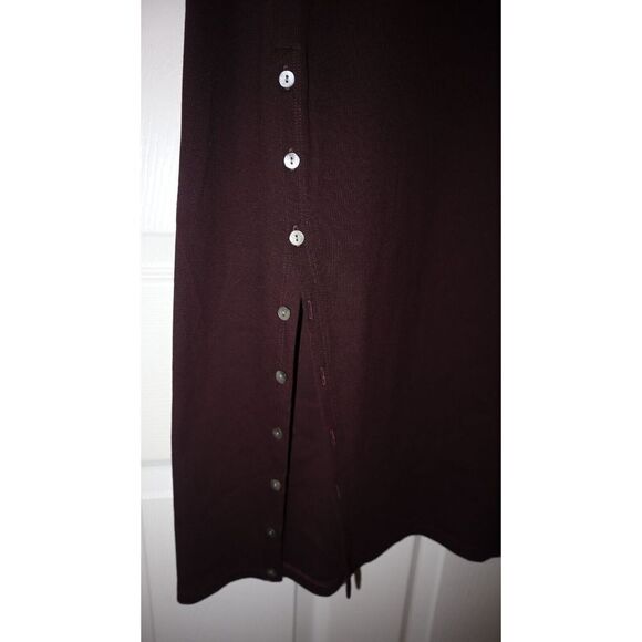 Theory L0224629 Women's Sz M Merlot Side Slit Button Perry Knit Midi Dress $295+ - Picture 4 of 11